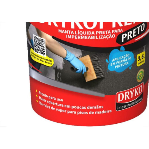 Impermeabilizante Dryko Drykopren Preto 3,6L.