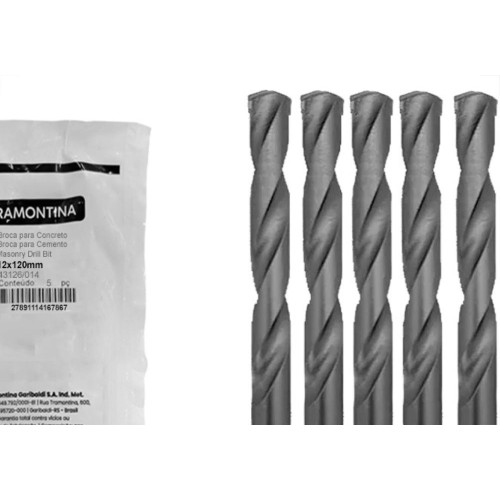 Broca Widea Tramontina Basic 12,0Mm Pacote Com 5 Pecas - 43126/014 - Kit C/5 Pecas