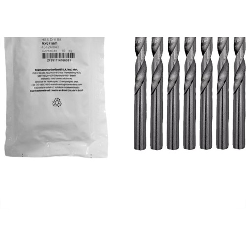 Broca Aco Rapido Tramontina Basic 6,0Mm Pacote Com 10 Pecas - 43124/043 - Kit C/10 Pecas
