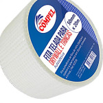 Fita Telada Compel Fibra De Vidro Para Drywall E Trincas Autoadesiva 50Mm X 20M