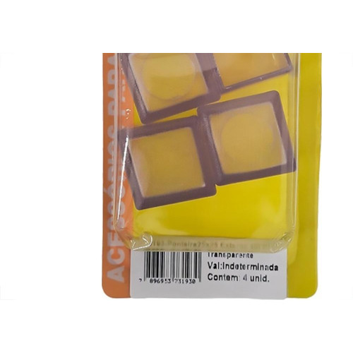 Ponteira Externa (Pvc) Talentos Quadrada 25X25 Transparente Cartela Com 4 Pecas