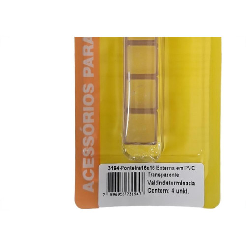 Ponteira Externa (Pvc) Talentos Quadrada 16X16 Transparente Cartela Com 4 Pecas