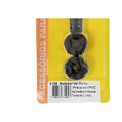 Batedor De Porta Pvc Com Parafuso Talentos Preto Cartela Com 2 Pecas