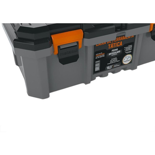 Caixa De Ferramentas Plastica Metasul 18,3'' Cinza/Preta Tatica Com Bandeja