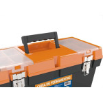 Caixa De Ferramentas Plastica Metasul 19,5'' Laranja/Preta Cargo Com Bandeja E Fecho De Metal