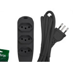 Extensao Intelbras 3 Tomadas 2 Polos + Terra 10A. Preta 3M. - 4830148