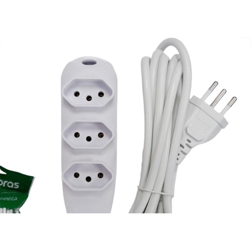 Extensao Intelbras 3 Tomadas 2 Polos + Terra 10A. Branca 3M. - 4830153