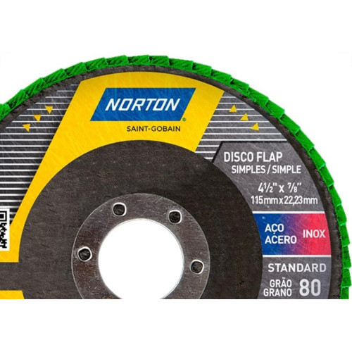Disco Flap Norton 4.1/2'' - Grao 80 Standard - Kit C/10 Pecas