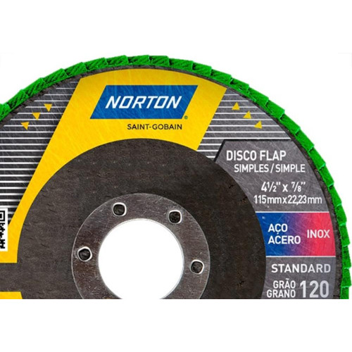 Disco Flap Norton 4.1/2'' - Grao 120 Standard - Kit C/10 Pecas