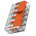 Conector Wago Emenda 5 Polos - 6Mm - 41A. 221-615 - Kit C/15 Pecas