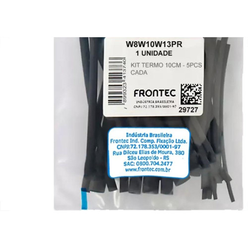 Tubo Termocontratil 100Mm Kit Com 15 Pecas Preto - W8W10W13Pr