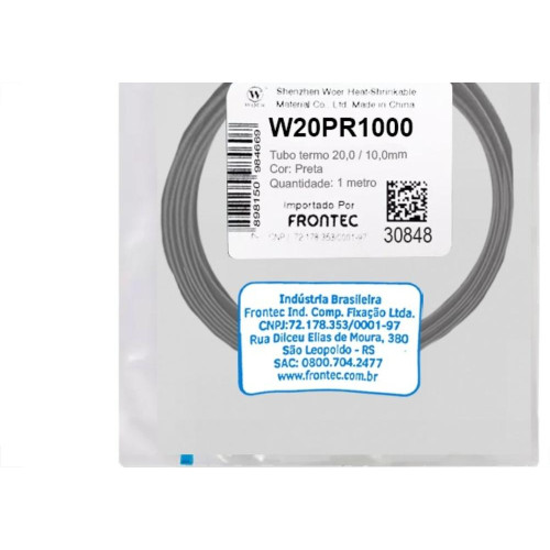 Tubo Termocontratil 20Mm / 10Mm Preto Pacote Com 1 Metro - W20Pr1000