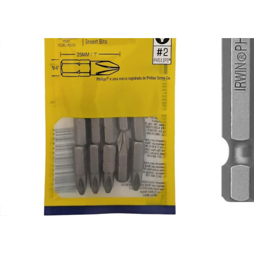Ponteira Para Parafusadeira Irwin N2 X25Mm - Iw12888 - Kit C/10 Pecas
