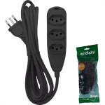 Extensao Intelbras 3 Tomadas 2 Polos + Terra 10A. Preta 5M. - 4830169