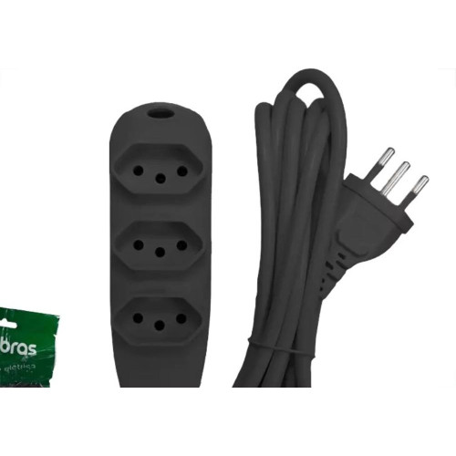 Extensao Intelbras 3 Tomadas 2 Polos + Terra 10A. Preta 5M. - 4830169