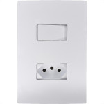 Conjunto Ilumi I9-Inove Branco Com Placa 1 Simples + Tomada 2P+T. 10A. - 94200