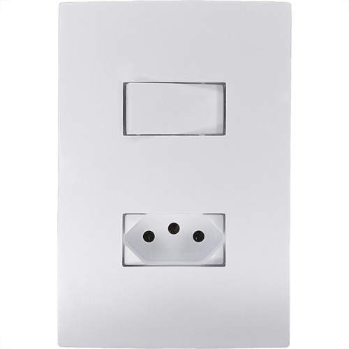 Conjunto Ilumi I9-Inove Branco Com Placa 1 Simples + Tomada 2P+T. 10A. - 94200