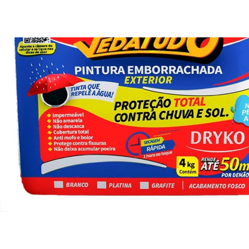 Tinta Emborrachada Dryko Vedatudo Branca 4Kg