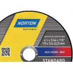Disco Aco Inox Norton Standart - 4.1/2''X1,0''X7/8'' - Fino