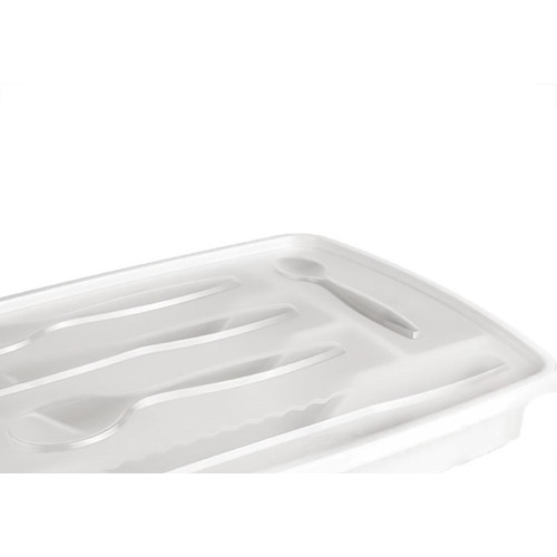 Porta Talheres Plastico Com Tampa Plasutil 5 Divisºrias Branco - 3839