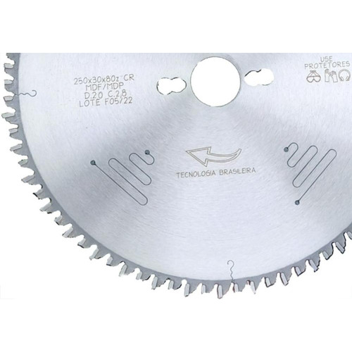 Serra Circular Widea Para Mdf Franca 250Mm X 80 Dentes X30Mm - 3096