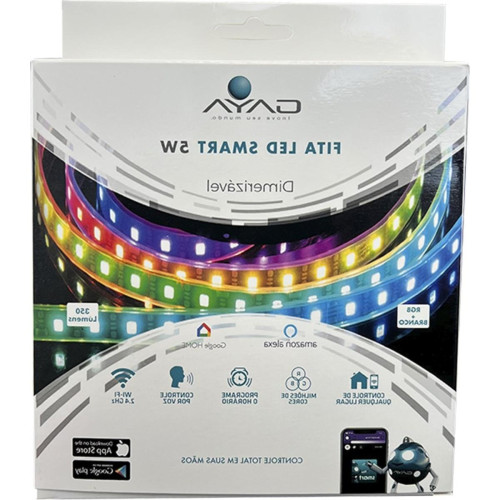 Fita De Led Gaya 5050 - Ip20 Rgb Colorido Smart 5W. 350 Lumens Por Metro 12V. 5M Com Driver E Controle Celular - 9811
