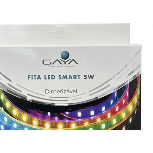 Fita De Led Gaya 5050 - Ip20 Rgb Colorido Smart 5W. 350 Lumens Por Metro 12V. 5M Com Driver E Controle Celular - 9811