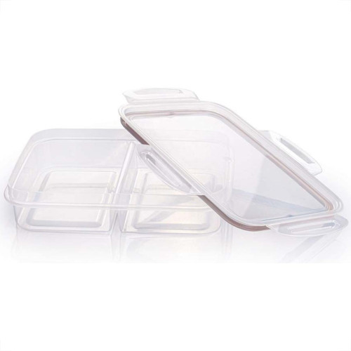 Pote Plastico Plasutil Com 2 Divisorias Hermetico Transparente Com Borracha - 13084