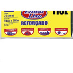 Saco De Lixo Embalixo Reforcado 110L 90X100Cm Preto Pacote Com 25 Sacos