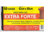 Saco De Lixo Embalixo Extra Forte 50L 63X80Cm Preto Pacote Com 50 Sacos