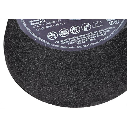 Rebolo Cortag Conico 75Mm X 50Mm Rosca M14 - G-120 - 62114
