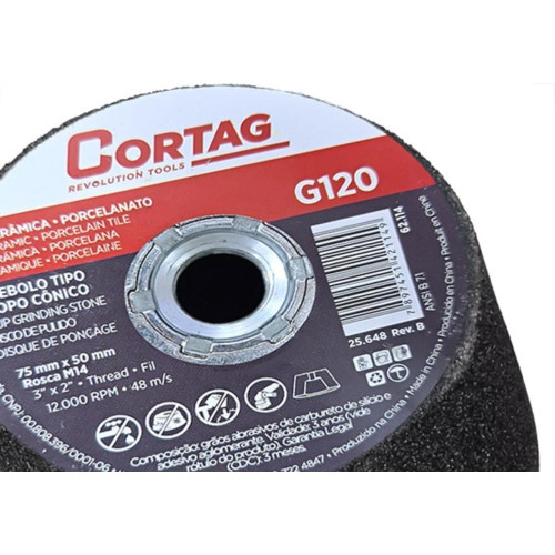 Rebolo Cortag Conico 75Mm X 50Mm Rosca M14 - G-120 - 62114