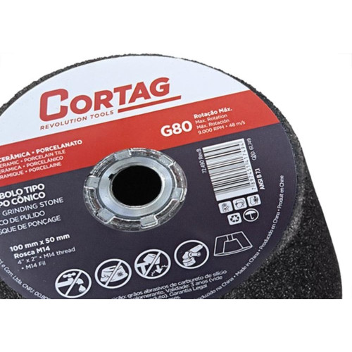 Rebolo Cortag Conico 100Mm X 50Mm Rosca M14 G-80 - 61749