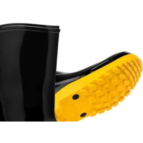 Bota Galocha Pvc Marluvas Vulcaflex Preta/Amarela No.44 Com Meia