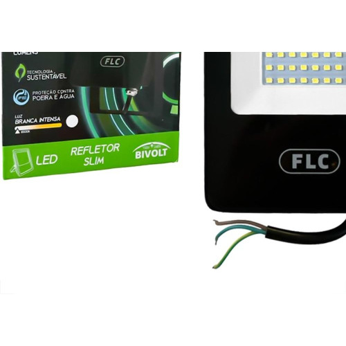 Refletor De Led Flc Slim 30W. 6500K. 2100Lm Ip65 Preto Bivolt