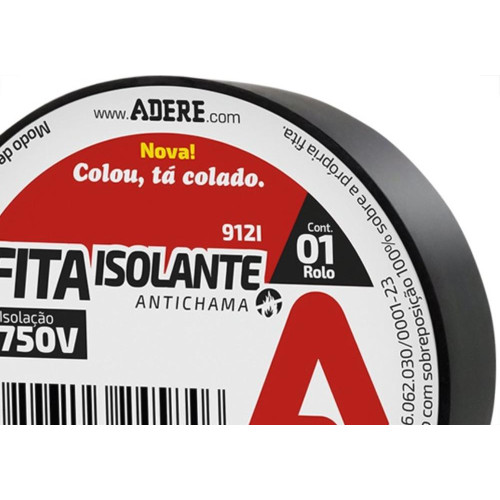 Fita Isolante Adere 5M Preta - Kit C/6 Pecas