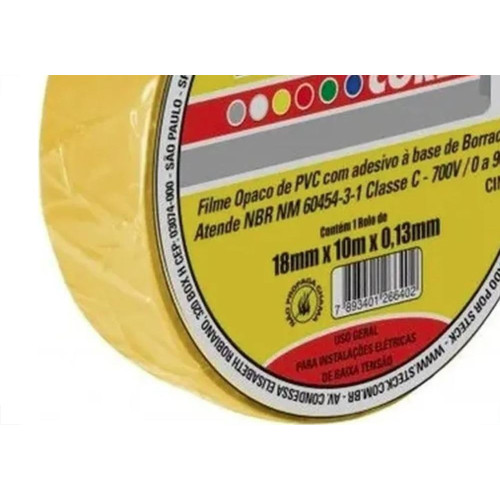 Fita Isolante Steck 10M Amarela - Sft1310Am - Kit C/10 Pecas