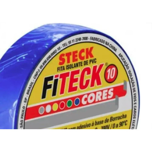 Fita Isolante Steck 10M Azul - Sft1310Az - Kit C/10 Pecas