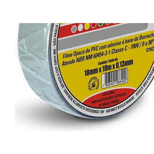 Fita Isolante Steck 10M Cinza - Sft1310Cz - Kit C/10 Pecas