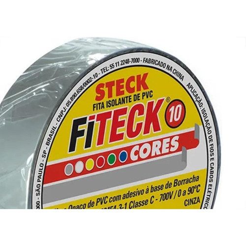 Fita Isolante Steck 10M Cinza - Sft1310Cz - Kit C/10 Pecas