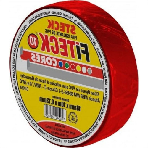 Fita Isolante Steck 10M Vermelho - Sft1310Vm - Kit C/10 Pecas