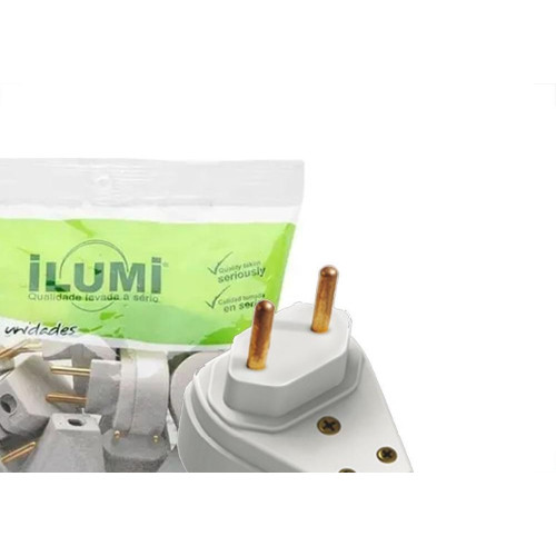 Pino Prensa Cabo Ilumi 2 Polos+Terra 20A. Gigante Branco 1440Pct - Kit C/10 Pecas