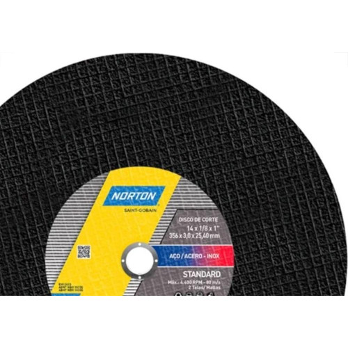 Disco Corte Ferro Norton Standard 14''X1/8''X1'' - 3,0Mm