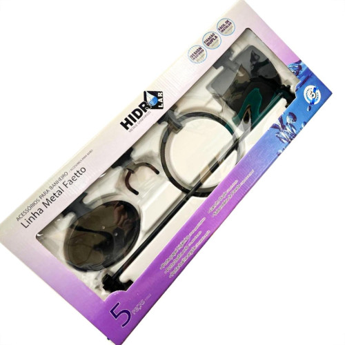 Acessorio Wc Hidrolar Faetto Kit Com 5 Pecas Preto Fosco - 11906