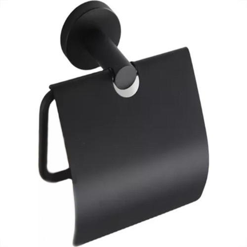 Acessorio Wc Hidrolar Faetto Papeleira Com Tampa Preto Fosco - 10046