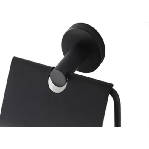 Acessorio Wc Hidrolar Faetto Papeleira Com Tampa Preto Fosco - 10046