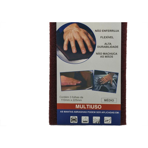 Folha Abrasiva Disflex Media 225X110Mm Vemelha - Pacote Com 3 Folhas - 39002
