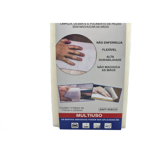 Folha Abrasiva Disflex Fina 225X110Mm Anti-Risco Branca - Pacote Com 3 Folhas - 39010