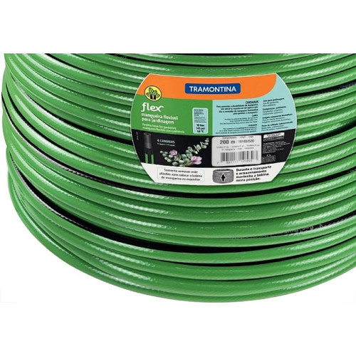 Mangueira Jardim Tramontina Flex Preta/Verde 4 Camadas - 200M - 79165520