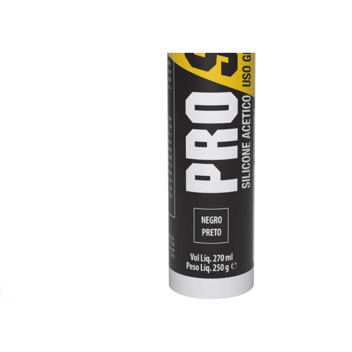 Silicone Acetico Pro Sil Soudal Preto 250Ml/244G.